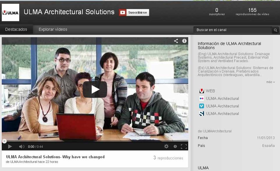 New Youtube channel for ULMA Architectural Solutions