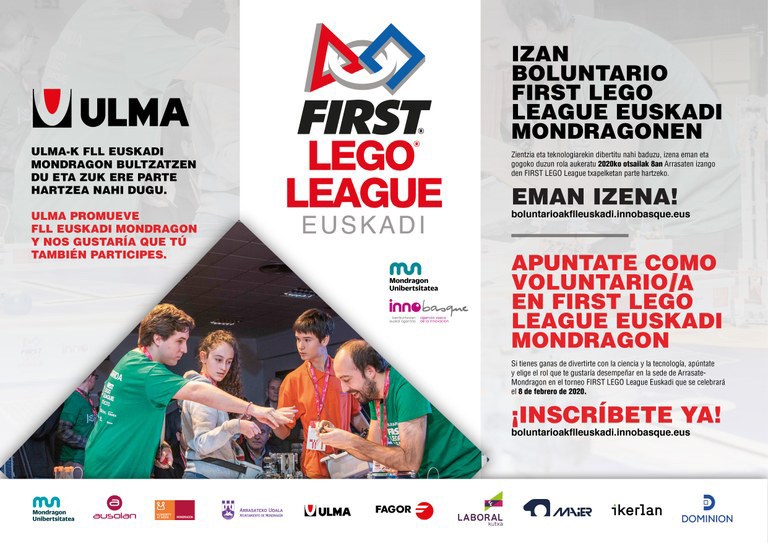 Sign up as a volunteer in the BASQUE COUNTRY-MONDRAGON FLL tournament
