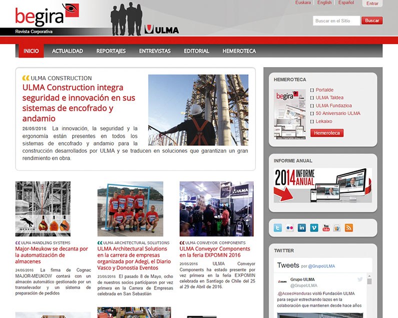 Begira OnLine, the latest at ULMA on the web and on your smartphone