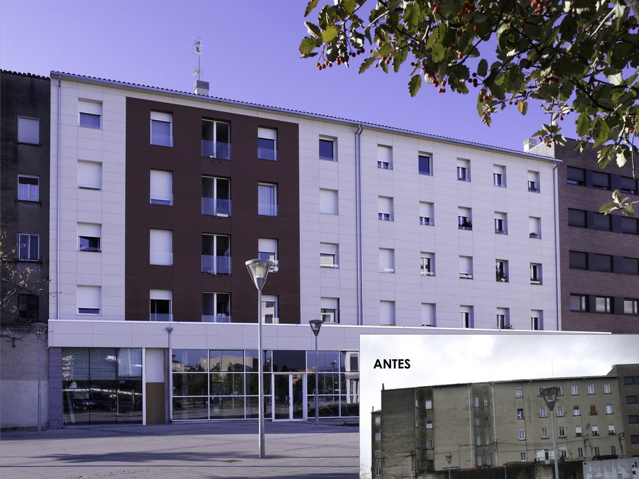 Rehabilitación “integral” con fachada ventilada ULMA de un edificio de 60 años en Pamplona