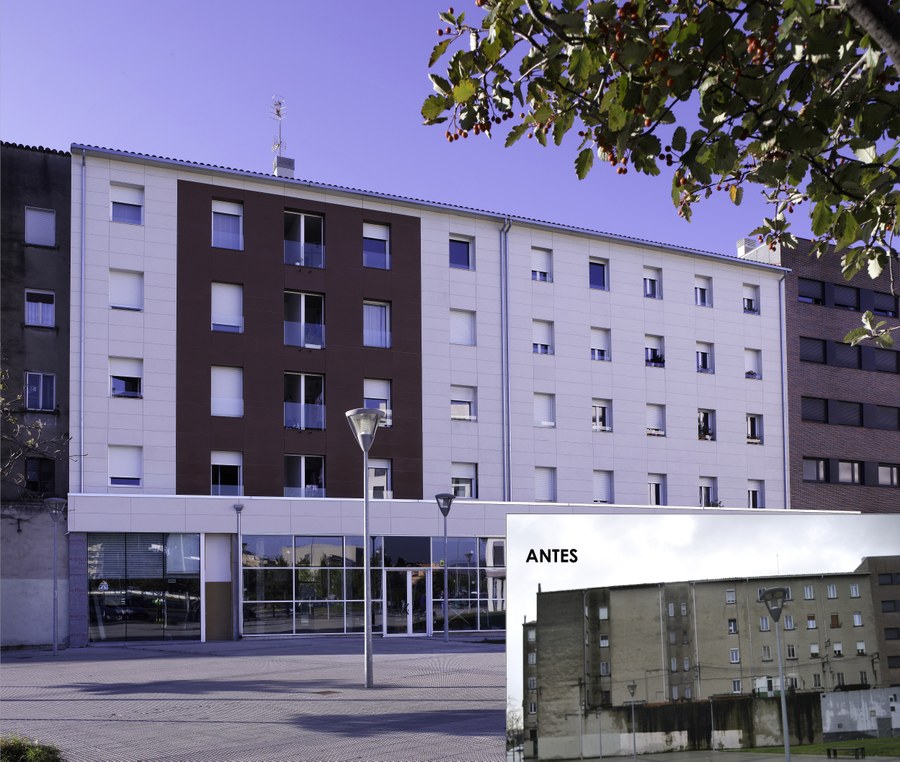 Rehabilitación “integral” con fachada ventilada ULMA de un edificio de 60 años en Pamplona